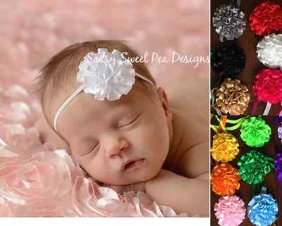 Baby Infant Toddler Girls Petit Ribbon Flower Headband Newborn NB-2yrs - Image 1 of 4