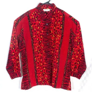 VTG Selene Sport Womens Button Up Blouse Top Size XL Red  - Picture 1 of 5