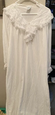 Gilligan O'Malley De Colección Blanco Camisón Largo Cuello Encaje Puños Pequeño 8/10 NUEVO Foto 1 de 2