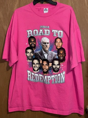 San Antonio Spurs 2014 Road to Redemption Shirt Double Sided Size 2XL Duncan Cover