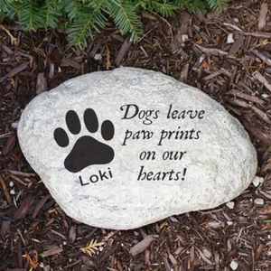 Resin & Polymer Memorial Garden Stone - Dog Paws - Picture 1 of 1