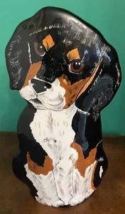 Dogs by Nina Lyman Burmese Mountain Dog/ Greater Swiss Mountain Dog Vase 12'' - Picture 1 of 10