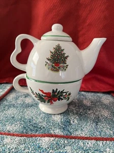 VTG PFALTZGRAFF CHRISTMAS HERITAGE "TEA FOR ONE" TEAPOT AND CUP - Picture 1 of 9