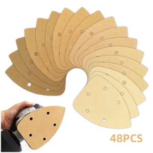 48Pcs 5 Inch Gold Mouse Sander Sandpaper 5 Hole Hook and Loop for Detail Sander - Picture 1 of 8