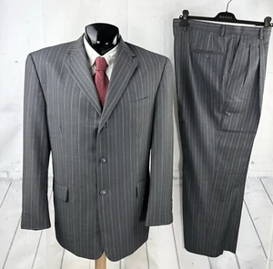 ANGELO ROSSI (44R) Mens Gray Stripe Jacket Pleat Front Pants Suit 38W - Picture 1 of 11
