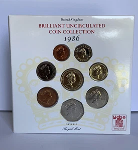 1986 UK Brilliant Uncirculated 8 Coin Mint Set Collection Royal Mint - Picture 1 of 4