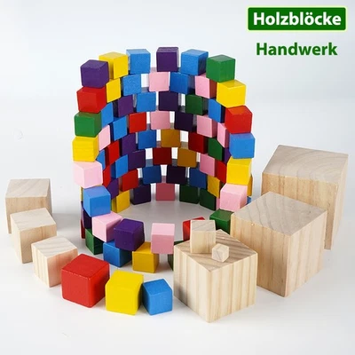 Wooden Cubes Blank Plain Unpainted Wood Dice Handmade Model Material DIY - Bild 1 von 4