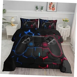 Comforter Set - Geometric Honeycomb Gaming Bedding, Video Game Twin Gamer - Picture 1 of 8