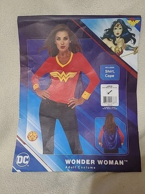 NUEVA DC Rubíes Mujer Maravilla Para Mujer TALLA Grande Camisa Adulto con Capa Disfraz Foto 1 de 4