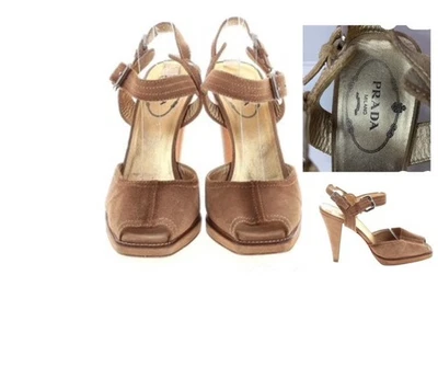Sandalias Prada para mujer 36,5 (UE) de cuero marrón/bronceado - talla 6 o 6 1/2 EE. UU. Foto 1 de 3