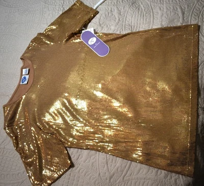 DG 2 by Diane Gilman Gold Sequin Large Top Short Sleeves - Изображение 1 из 4
