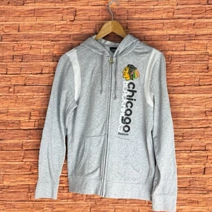 Reebok Chicago Blackhawks Women’s Full Zip Hoodie Size M Grey - Picture 1 of 4