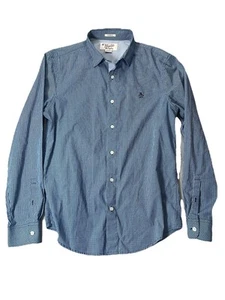 Original Penguin Shirt Mens Medium Blue Check Classic Fit Long Sleeve Button Up - Picture 1 of 7