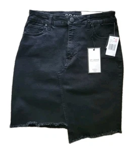 CP Jeans Damen schwarz Jeans asymmetrischer Rock Denim ausgefranster Saum Gr.5 Neu mit Etikett  - Bild 1 von 10