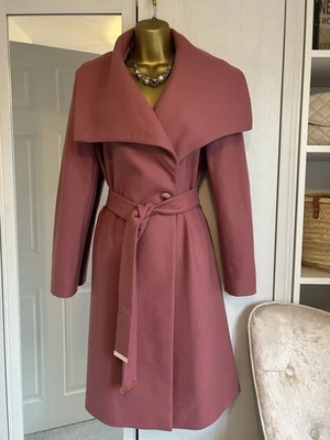 Шерстяное кашемировое пальто с воротником Ted Baker AZZALEA Coral Pink TB 2 UK 10 - Изображение 1 из 4