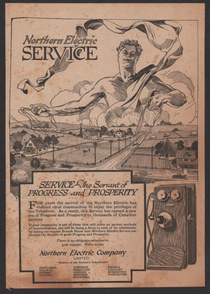 1921 Canadian Northern Electric ad Telephone Service - Image 1 of 1