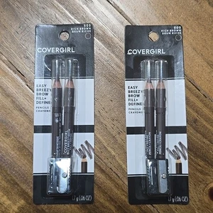 Lot Of 2 Covergirl Easy Breezy Brow Fill + Define Pencils 505 Rich Brown - Picture 1 of 9