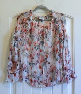 H.D. in Paris Anthropologie Silk Tie Neckline Shirt Top Women's Blouse SZ MP P - Picture 1 of 4