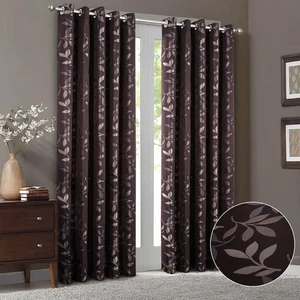 Home Vorhänge Lorenzo Floral Gefüttert Ösen Vorhängepaar - Schokolade - Bild 1 von 7