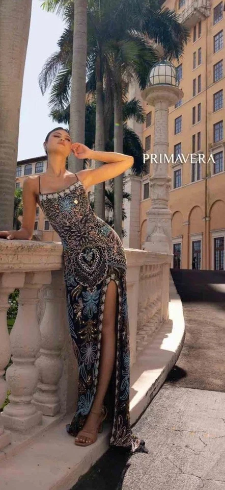Primavera Long  Couture Prom  Dress Size 6 Multi Color - Image 1 of 3