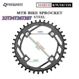 PROWHEEL 104BCD Chainring Narrow Wide 32-402T MTB Bike Chainwheel Single Speed - Picture 1 of 17