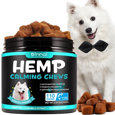 110x Hemp Chews Calming Chews for Dogs ANXIETY RELIEF TREATS DOG FOOD - Salmon - Image 1 of 4