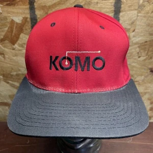 KOMO Machine Embroidered Adjustable Snapback Red Black Baseball Hat Cap Yupoong - Picture 1 of 11