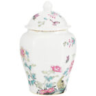 Ceramic Vase Tea Canister Flower Bird Storage Tin Kitchen Container
