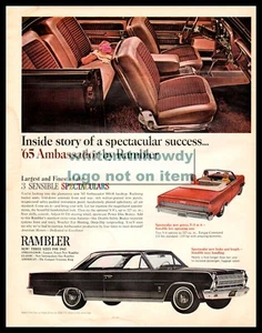 1965 RAMBLER Ambassador Red Convertible Black Hardtop Original PRINT AD - Picture 1 of 3