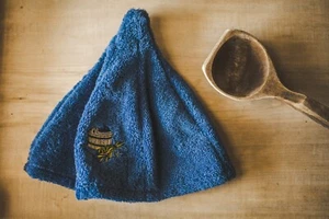 Sauna Hat 100% Cotton Cap Bath House Kit Universal Banja Schapka Saunahut Blue - Picture 1 of 6