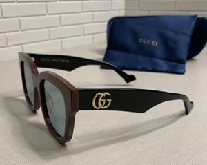 Gucci Italy Women's Oversized Square Sunglasses GG0998S Brown Green Lens - Picture 1 of 16