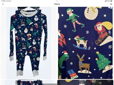 Mini Boden 2 Piece Long Sleeve Cotton Pajamas Size 8 Y Christmas Santa EUC - Image 1 of 3