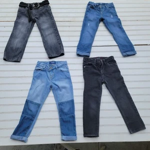 Lot Of 4 Kids Place Old Navy Denim Jeans Flare Girls Blue Adjustable Skinny 4T - Picture 1 of 10