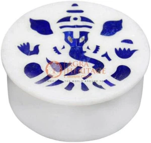 4"x4"x2" Marble Jewelry Custom Box Lapis Ganesha Art Black Friday Gift Special - Picture 1 of 4