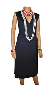 Womens Wrap Around Sleeveless Midi Dress Size XL Navy Blue The Limited - Picture 1 of 5