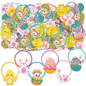 100PCS Easter Hair Ties for Girls Women Easter Chicks Easter Eggs Easter Bunn... - Picture 1 of 7