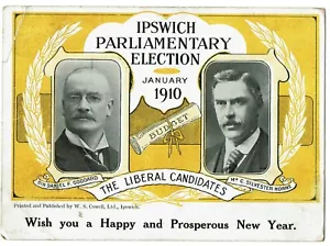 POSTAL ELECCIÓN LIBERAL IPSWICH ENERO 1910 - LIBERALES GANARON AMBOS ESCAÑOS - Imagen 1 de 2