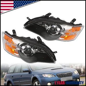 Headlights Halogen Set Black Lens For 2005-2007 Subaru Legacy Outback Left+Right - Foto 1 di 10