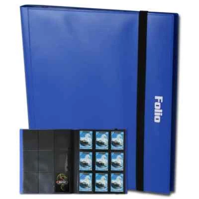 (1) Álbum tipo folio BCW azul de 9 bolsillos carga lateral almacenamiento contiene 360 tarjetas de juego Foto 1 de 2