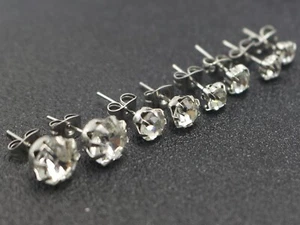 25 Pairs Fashion Silver Crystal Rhinestone Earring Ear Stud Back Post 4mm-8mm - Bild 1 von 11
