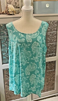 ¡NUEVO! Camiseta sin mangas fluida cachemira verde lt desteñida de verano imprescindible para mujer 2X Foto 1 de 4