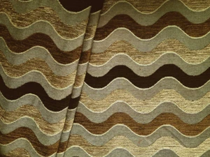 Drapery Upholstery Fabric Chenille Woven Waves Brown Shades $19.88/Yd. 2 Yd. Min - Picture 1 of 1