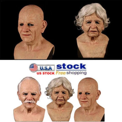 Halloween Old Man Tocado Realista Látex Mascarada Cabeza Completa Accesorios Difíciles NUEVO Foto 1 de 4