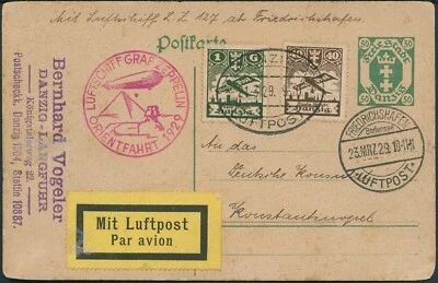 Zeppelin Danzig 1929 Orientfahrt Ganzsache Konstantinopel Stamboul Si 23 / 1934 - Bild 1 von 2