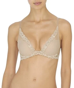 Sujetador Natori Plumas Encaje Café Beige Talla 30DDD - Imagen 1 de 8