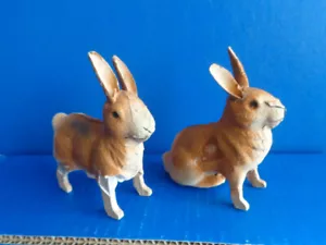 2 FIGURAS DE CONEJOS DE PASCUA DE PAPEL MACHÉ ALEMÁN DE COLECCIÓN - Imagen 1 de 11