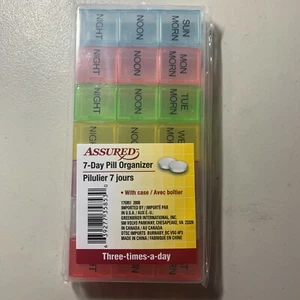 Assured 7-Day And Three Times A Day Colored Plastic Pill Organizers - Picture 1 of 2