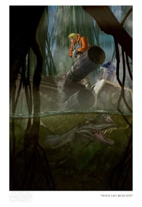 Luke R2D2 X-Wing Dagobah Swamp Dragonsnake Dragon Snake Star Wars V Empire Art - Picture 1 of 1