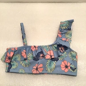 Roxy Girl Flowers Light Blue Floral Swim Top Only Girls Size 7 New Without Tags - Picture 1 of 11
