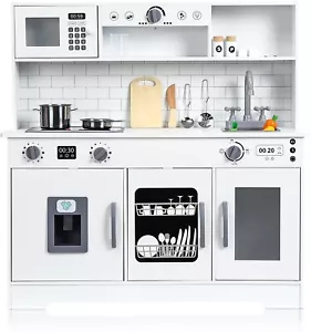 Wooden Play Kitchen Set Kitchen Playset w/Cookware Accessories Chef Pretend Play - Picture 1 of 6